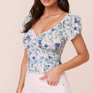ASTR SURPLICE SQUARE NECK SHORT SLEEVE CRINKLE TOP